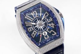 ABF V45 blauwe diamanten herenhorloge Tonneau Arabisch cijfer luxe horloges CZ02 automatisch uurwerk roestvrij staal saffierglas waterbestendigheid top