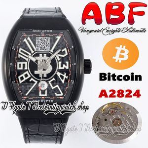 ABF Vanguard Encrypto V45 A2824 Automatische heren Work PVD Steel Case Black Dial met Bitcoins Wallet Address Leather Rubber Strap 2023 Super Edition Eternity Watches