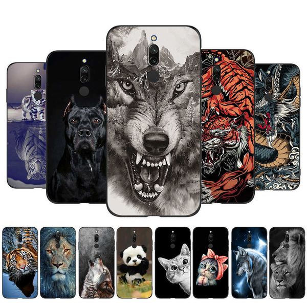 Para Xiaomi Redmi 8 Funda trasera del teléfono Bumper Hongmi Shell Bag Redmi8 Black Tpu Lion Wolf Tiger Dragon