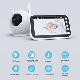 ABM100 – moniteur vidéo couleur sans fil pour bébé, écran 4.3 pouces, moniteur à 360 degrés, rappel Audio bidirectionnel, moniteur de température, suivi de mouvement