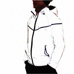 Aboorun Mannen 3M Reflecterende Jas Thermische Fleece Waterdichte Windjack Jas Hip Hop Jas Voor Koppels W2181 Y2el #