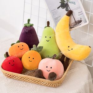 Cerca de 20 cm Kawaii Fruit Banana Berinjela Pêssego Pêra Brinquedos De Pelúcia Recheados Frutos Macios Planta Bonecas para Adereços de Tiro Decoração do Quarto