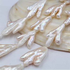 Alrededor de 25-35 mm / 11 piezas Perla de agua dulce blanca barroca con forma de patas de pollo natural para la fabricación de joyas finas de bricolaje T200507