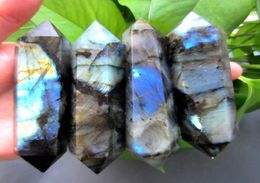 Alrededor de 300 g 4pcs Labradorite Labradorite Quartz Crystal Dt Wand Point Healing9418543