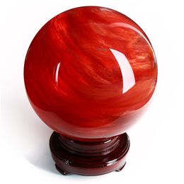 Boule de cristal de sphère de Quartz rouge de chaleur à haute température d'environ 60mm237I