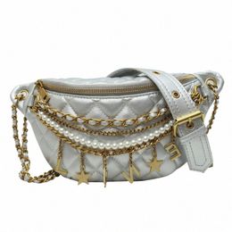 Abqp Mujeres de lujo Fanny Pack Cadenas de perlas Bolsa de cintura femenina Diseñadores de gran capacidad Bolsa de pecho para niña L8DN #