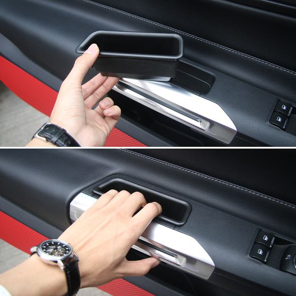 Boîte de rangement de porte de voiture ABS noir, couvercle de décoration pour Ford Mustang 15, accessoires d'intérieur de style 303c