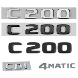 ABS Black Car Rear Trunk Badge Decal Letters Sticker Logo CDI 4MATIC Emblem For Mercedes Benz C200 W205 W204 Accessories