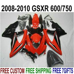 Kit de carrocería ABS para SUZUKI GSXR750 GSXR600 2008 2009 2010 carenados de carrocería roja K8 K9 GSX-R600 / 750 08-10 kit de carenado KS50