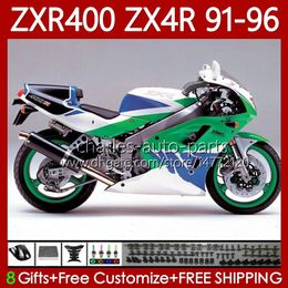 Corps ABS Pour KAWASAKI NINJA ZXR 400 CC 400CC 1991 1992 1993 1994 1995 1996 Capot 138No.34 ZX4R ZXR-400 Vert bleu Carrosserie ZX 4R ZXR400 91 92 93 94 95 96 Kit de carénage