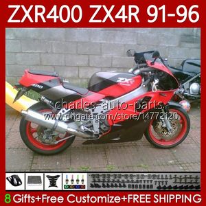 Cuerpos de ABS para KAWASAKI NINJA ZXR 400 CC 400CC Negro rojo gris 1991 1992 1993 1994 1995 1996 Carenado 138No.43 ZX4R ZXR-400 Carrocería ZX 4R ZXR400 91 92 93 94 95 96 Kit de carenado