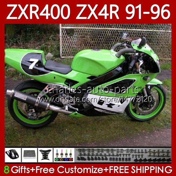 Corps ABS Pour KAWASAKI NINJA ZXR 400 CC 400CC 1991 1992 1993 1994 1995 1996 Capot 138No.55 ZX4R ZXR-400 Carrosserie ZX 4R ZXR400 91 92 93 94 95 96 Kit de carénage Vert blanc