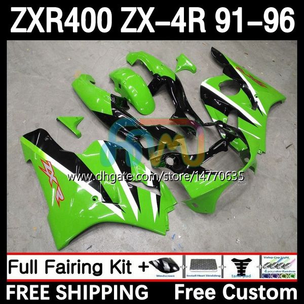 Kit de carrocería ABS para KAWASAKI NINJA ZX4R ZXR 400 CC 400CC 1991 1992 1993 1994 1995 1996 Carenado 12DH.53 ZXR-400 Carrocería ZX 4R ZXR400 91 92 93 94 95 96 Carenado verde intenso