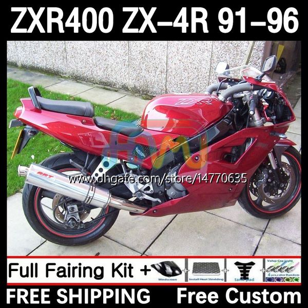 Kit de carrocería ABS para KAWASAKI NINJA ZX4R ZXR 400 CC 400CC 1991 1992 1993 1994 1995 1996 Carenado 12DH.39 ZXR-400 Carrocería ZX 4R ZXR400 91 92 93 94 95 96 Carenado rojo brillante