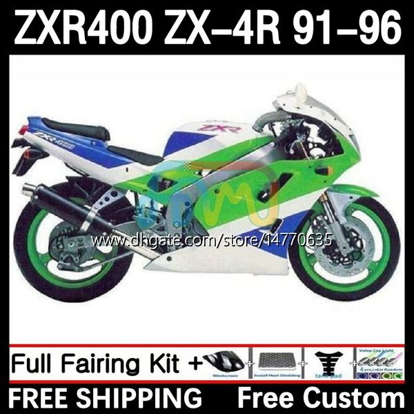 Kit carrosserie ABS pour KAWASAKI NINJA ZX4R ZXR 400 CC 400CC 1991 1992 1993 1994 1995 1996 Capot 12DH.58 ZXR-400 Carrosserie ZX 4R ZXR400 91 92 93 94 95 96 Carénage vert