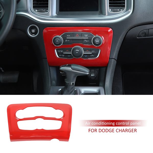 Cubierta del Panel del interruptor del aire acondicionado del coche ABS para Dodge Charger 2015-2020 salida de fábrica botón de volumen embellecedor rojo