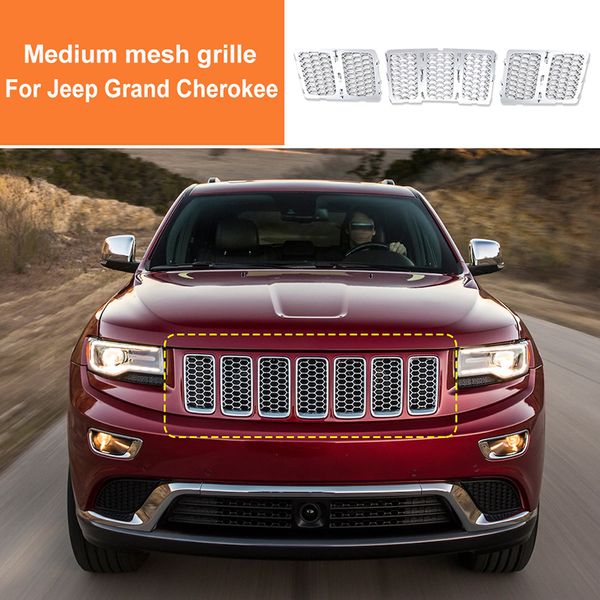 Grilles avant de voiture en ABS Inserts de calandre en maille Garniture de décoration Chrome pour Jeep Cherokee 2014-2016 Accessoires extérieurs automatiques