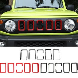 Cubierta de rejilla delantera de coche ABS, decoración de anillo de rejilla para Suzuki Jimny 2019, accesorios exteriores de coche