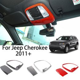 Décoration de garniture de couverture de lampe de lecture avant de voiture d'abs pour Jeep Grand Cherokee 2011 accessoires extérieurs automatiques277b