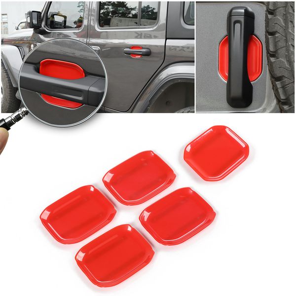 Décoration de bol de porte extérieure de voiture ABS rouge 4 portes pour Jeep Wrangler JL 2018 + accessoires extérieurs automatiques de haute qualité