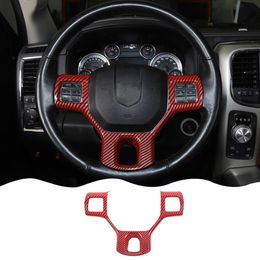 Décoration de panneau de garniture de volant de voiture ABS pour Dodge RAM 1500 10-17 accessoires intérieurs fibre de carbone rouge304h