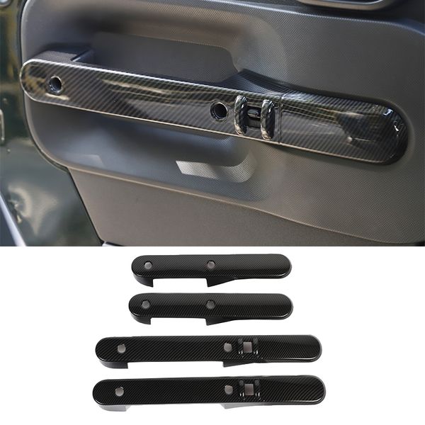 Garniture de décoration de cadre de poignée de porte de voiture en Fiber de carbone ABS pour Jeep Wrangler JK 4 portes 2007-2010 accessoires d'intérieur de voiture
