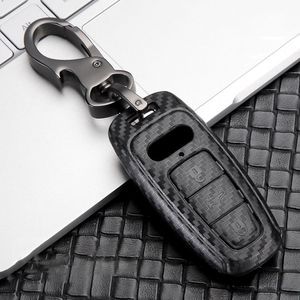 ABS Carbon Fiber Car Key Case Cover For A3 A4 B9 A6 C8 A7 S7 4K A8 D5 S8 Q7 Q8 SQ8 E-tron 2018 2019 2020 2021 Accessories