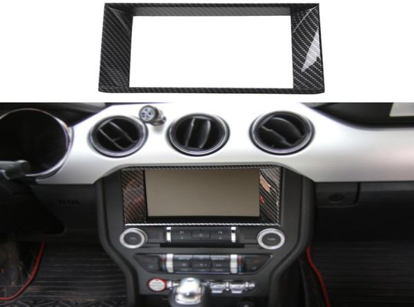 Garniture de décoration d'anneau de Navigation en Fiber de carbone ABS pour Ford Mustang 15, accessoires d'intérieur automobile de haute qualité 9500884