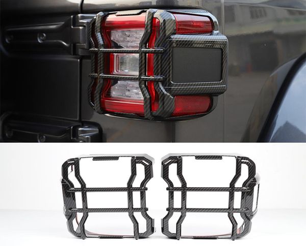 Garniture de protection de couvercle de feu arrière en Fiber de carbone ABS pour Jeep Wrangler JL 2018 lumière LED source5771763