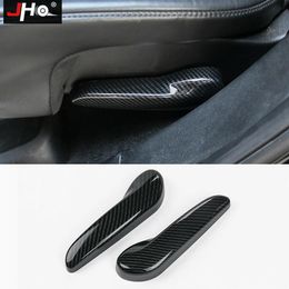 Garniture de couvercle de poignée de réglage de siège en Fiber de carbone ABS pour Jeep Grand Cherokee 14-193079