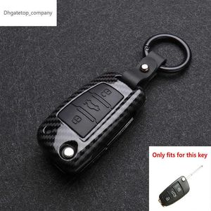 ABS Carbon fiber Silicone Car Key Cover Protector Case For Audi A3 A4 A5 C5 C6 8L 8P B6 B7 B8 C6 RS3 Q3 Q7 TT 8L 8V S3 keychain2537