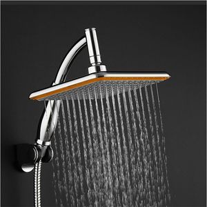 ABS Chrome 9 pouces carré mince rotatif haut pommeau de douche mural bras d'extension économie d'eau pression pulvérisation douche bain 200925