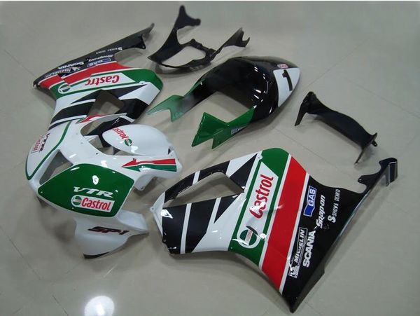 Kit de carenado ABS para HONDA VTR1000 00 01 02 03 04 05 06 VTR 1000 SP1 2000 2003 2006 Juego de carenados blanco verde negro + 7 regalos HJ01