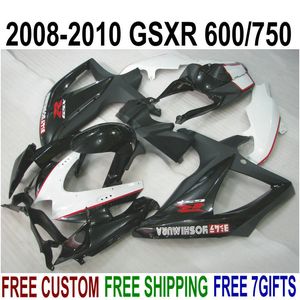 ABS-kachelset voor Suzuki GSX-R750 GSX-R600 2008 2009 2010 K8 K9 White Black Fackings Set GSXR 600 750 08-10 TA17