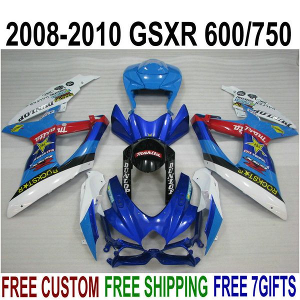 Kit de carénage ABS pour SUZUKI GSX-R750 GSX-R600 2008 2009 2010 K8 K9 bleu blanc noir jeu de carénages GSXR 600 750 08-10 TA20