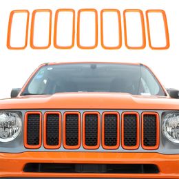 ABS Front Mesh Grille Inserts Grill Cover Trim Oranje voor Jeep Renegade 2019-2020 Auto Exterior Accessoires