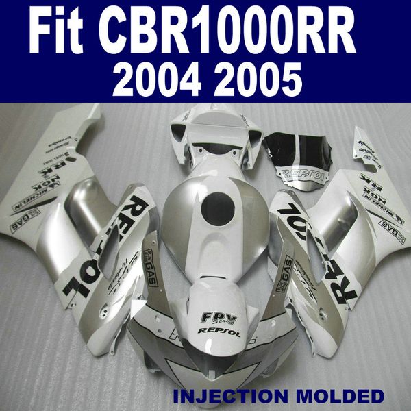 Kit de carenado completo ABS para HONDA, carenados de molde de inyección CBR 1000RR 2004 2005, conjunto de moto REPSOL plateado blanco CBR1000RR 04 05 KA90