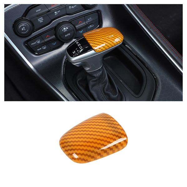 ABS Gear Shifter Knob Trim Light Yellow Carbon Fiber para Dodge Challenger / Charger 2015 UP Car Interior Accesorios