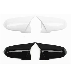 ABS Glossy black Car Mirrors covers For B-MW 5 6 7 Series F10 F18 F06 F12 F01 F02 Full white Review Mirror cover