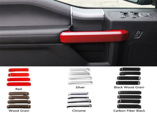 Cubiertas de manija de puerta Interior de grano ABS embellecedoras para Ford F150 2015 2016 2017 accesorios interiores de coche 6551529
