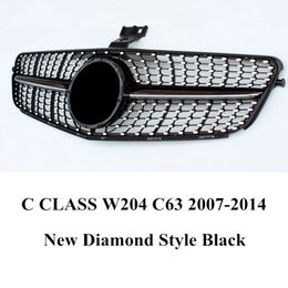 ABS GT Style Black Front Auto Grilles Diamond Silver Model Nier Mesh Grille 2007-2014 Voor C Klasse W204 C63