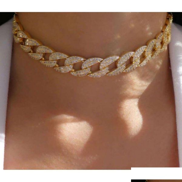 Abs Hip Hop Gold Cubanlink avec Crystal Diamondchain Collier pour femmes bijoux Drop Livraison Loose Perles DH4BV