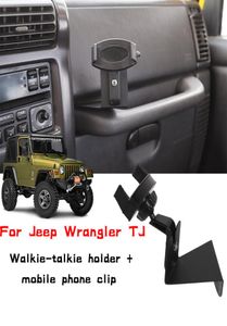 Support de téléphone portable en métal ABS noir, support de talkie-walkie pour Jeep Wrangler TJ 19972006, accessoires internes automobiles 8221239