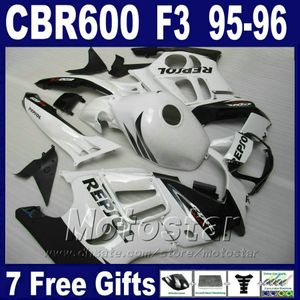 Carénages en plastique ABS 7 cadeaux pour HONDA CBR 600 F3 95 96 blanc cbr600 f3 1995 1996 kit de carénage de moto VN1J