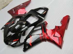 ABS Plastic Fairing Kit voor Yamaha YZF R1 2000 2001 Rode vlammen in zwarte backsets Set YZFR1 00 01 GH67