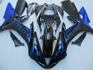 Kit de carenado de plástico ABS para Yamaha YZF R1 02 03 conjunto de carenados de carrocería negro llamas azules YZF R1 2002 2003 OI30