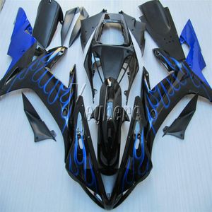 ABS plastic kuip kit voor Yamaha YZF R1 02 03 blauwe vlammen zwarte carrosserie stroomlijnkappen set YZF R1 2002 2003 OI30211C