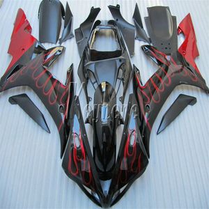 ABS plastic kuip kit voor Yamaha YZF R1 02 03 rode vlammen zwarte carrosserie stroomlijnkappen set YZF R1 2002 2003 OI29192W