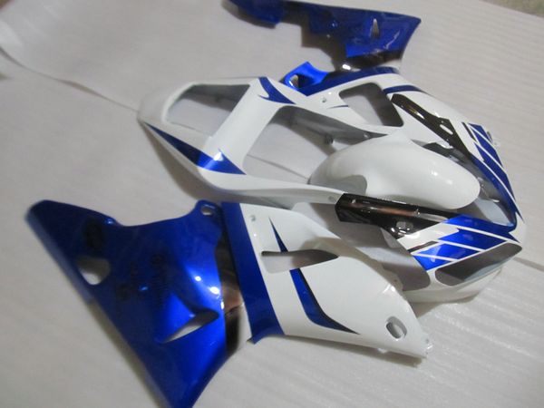 Kit de carenado de plástico ABS para Yamaha YZF R1 2000 2001 juego de carenados blancos y azules YZFR1 00 01 OT16