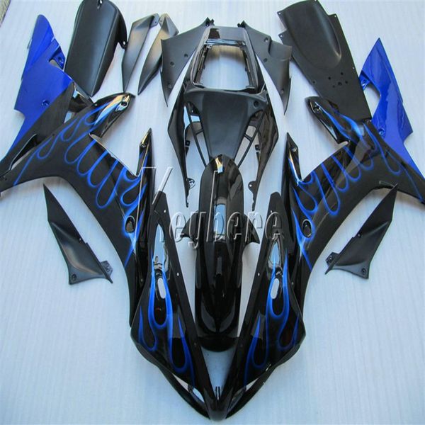 Kit de carénage en plastique ABS pour Yamaha YZF R1 02 03 ensemble de carénages de carrosserie bleu flammes noires YZF R1 2002 2003 OI302923